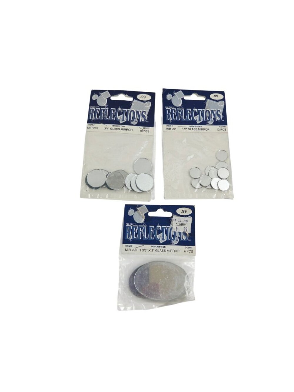 Nicole Reflections Glass Mirrors 3 Packs Craft Mir 223 201 202 NIP Vintage